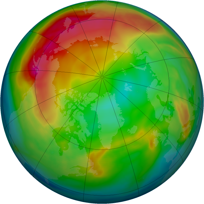 Arctic ozone map for 03 January 2007